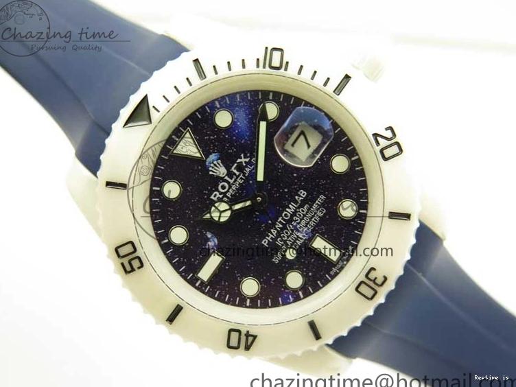 0104 Submariner 40mm White Ceramic 5GF Best Edition Dark Blue Dial on Blue Rubber Strap SA DailyWear 2486